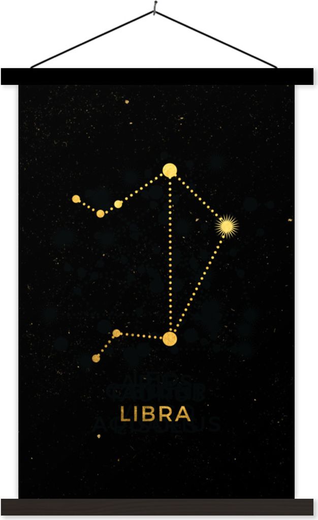 MuchoWow Textilposter Tierkreiszeichen - Waage - Astrologie 60x90 cm mit schwarzem Rahmen - Poster Wohnzimmer