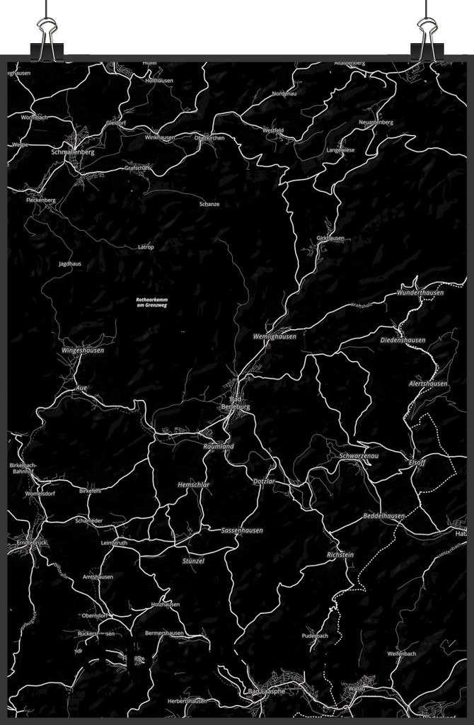 Mr. & Mrs. Panda Bild Bad Berleburg DIN A5 - Geschenk, Wanddekoration, Stadt, wanddeko, Dorf Karte Landkarte Map Stadtplan, Kunstdruck, Plakat, drucke