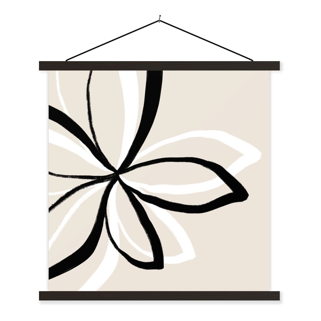 MuchoWow Textilposter Blumen - Abstrakt - Minimalismus 40x40 cm mit schwarzem Rahmen - Fotos