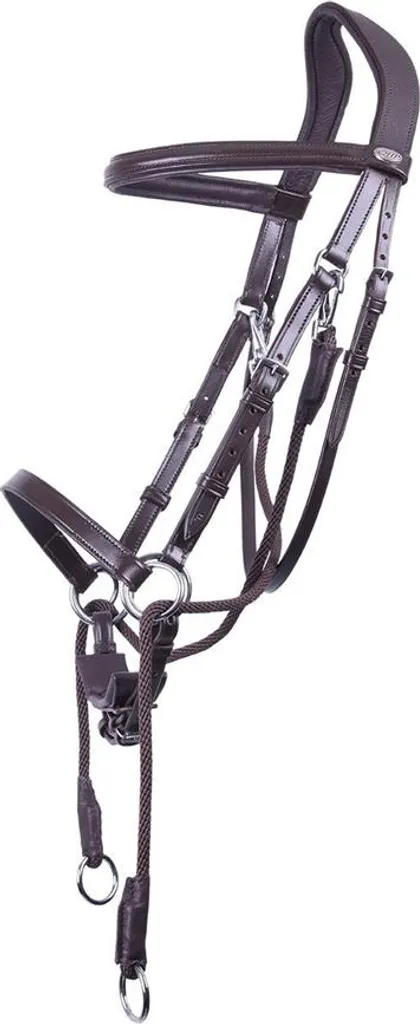 Filet sans mors QHP Ceto Bitless Side-pull en cuir noir pour chevaux