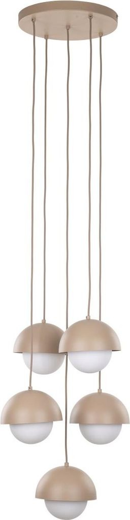 Pendelleuchte Metall Glas B: 32 cm H: max. 140 cm Beige Weiß G9 Modern