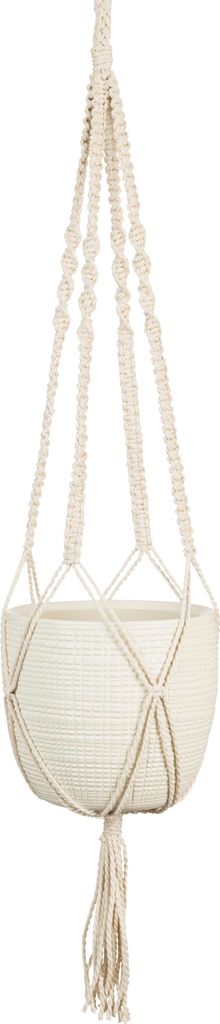 Scheurich Corteza Sky, Hängeampel aus Baumwolle Länge 90 cm & Keramik, Farbe: Vainilla, 15,6 cm Durchmesser, 14 cm hoch, 1,9 l Vol.