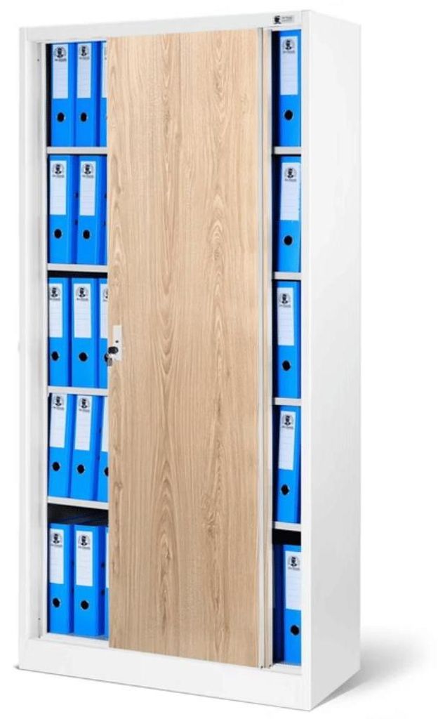 Aktenschrank abschließbar KUBA Schiebetüren 5 Ebenen | Büroschrank aus Stahl Metallschrank Werkstatt Mehrzweckschrank Werkzeugschrank 185x90x40c...