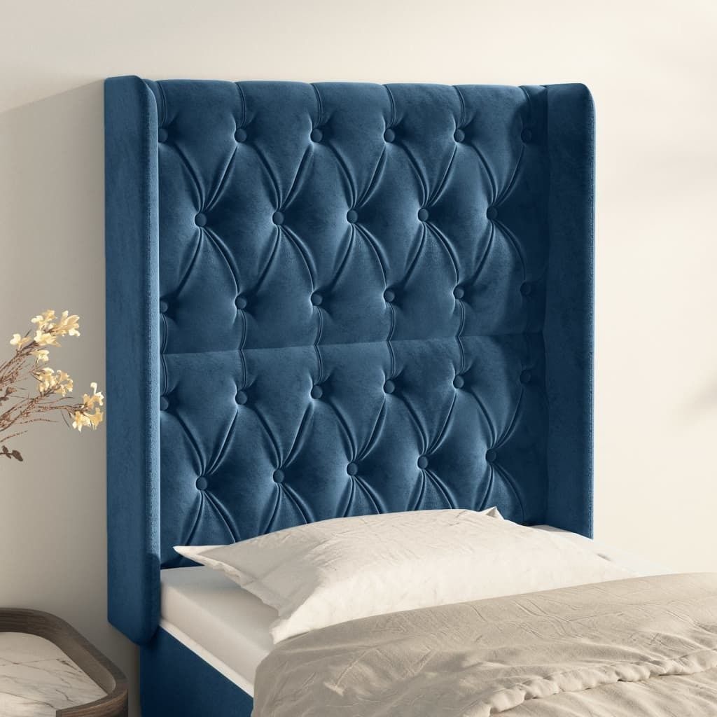 Cloris Designermöbel Kopfteil mit Ohren Dunkelblau 83x16x118/128 cm Samt 2024 Neu