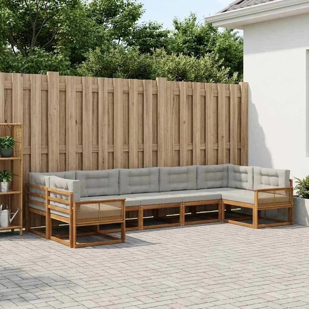 Möbel Outdoor-Sofagarnitur mit Kissen 7 pcs Natürlich und HellgrauGartensofas - Gartensofas c1026