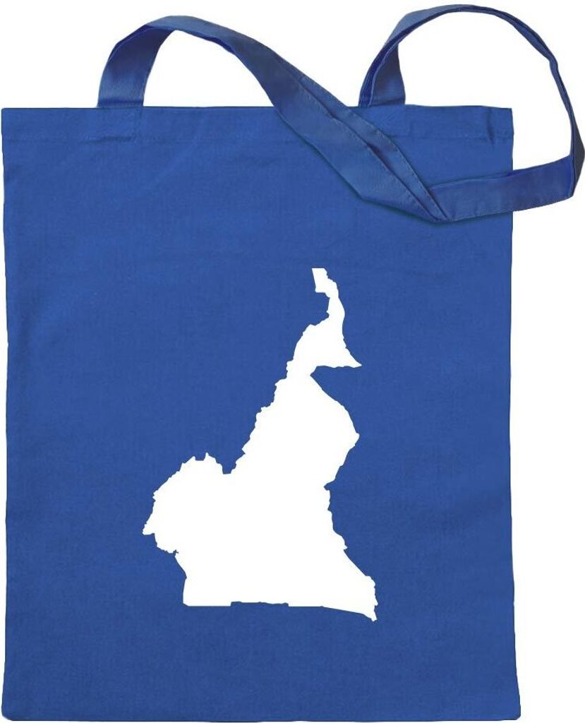 Kiwistar - Baumwolltasche - royalblau - Kamerun Umriss Kontur - Tragetasche Stoffbeutel Umhängetasche Langer Henkel
