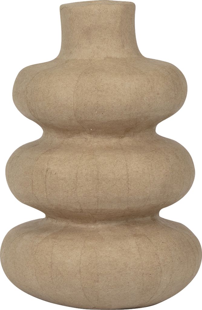 Braunes Pappmaché, kurvige Vase 22cm, wasserfest - Kartonbraun