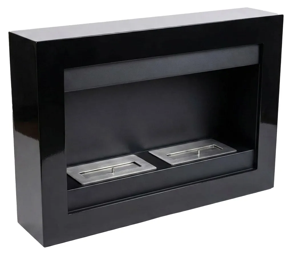 Cheminée murale éthanol Vespasiano 80x51x16 cm Noir avec 2 brûleurs
