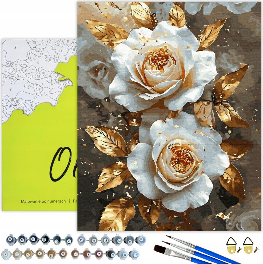 Malen nach Zahlen Erwachsene Blumen Rosen Gold 50x40 - 29 Produktbild 