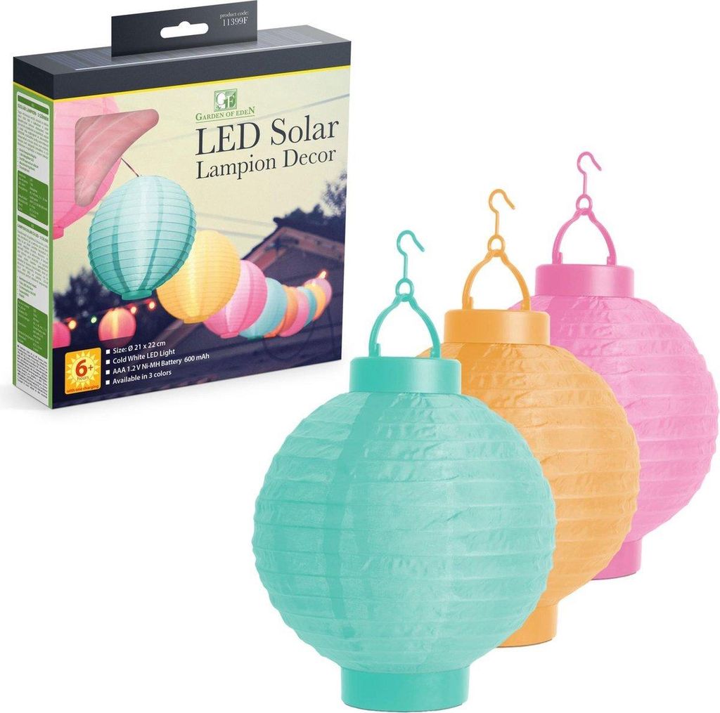 3er Set - Stoff Solar LED Gartenbeleuchtung / Produktbild 