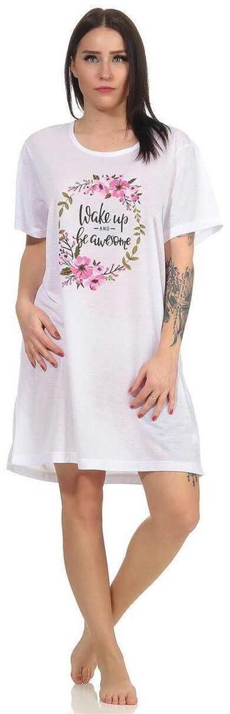 Damen Nachthemd Sleepshirt Nachtwäsche; Weiß XL Produktbild 