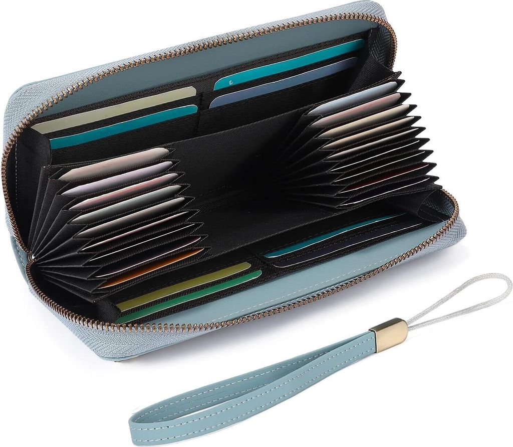 Geldbörse Damen, Portemonnaie Damen mit Großer Kapazität, Geldbeutel Damen mit Mehreren Fächern und RFID-Schutz