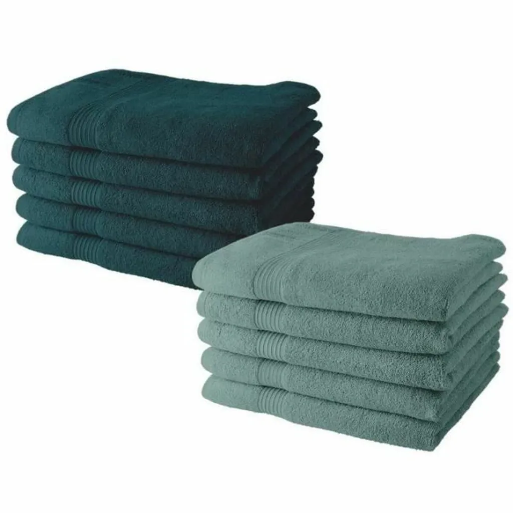 Essuie-mains Today en pur coton vert lot de 10 pièces format 50x90 cm