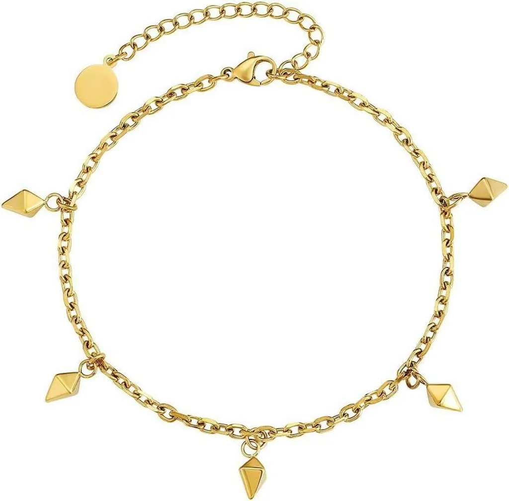 Bracelet de cheville or anti-ternissement et zircons brillants