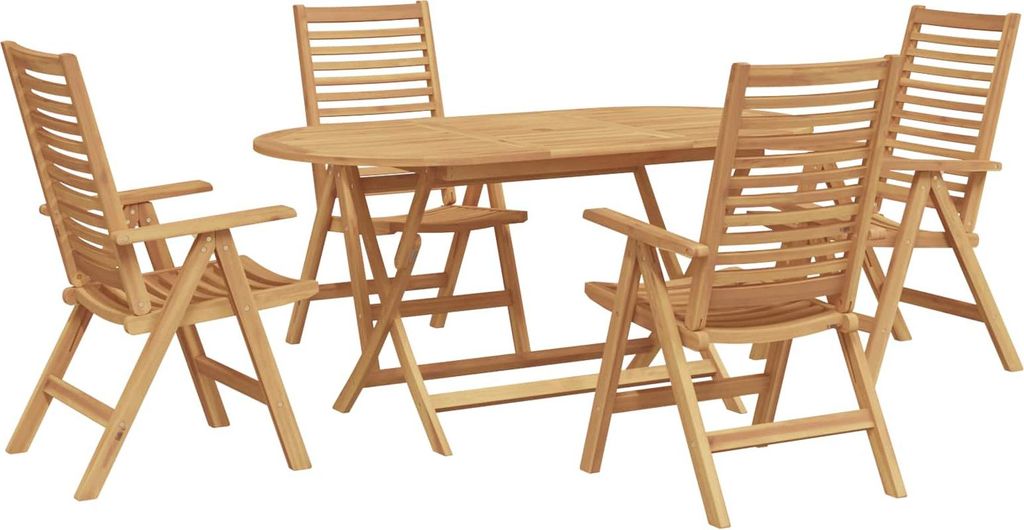 Garten Essgruppe 5 pcs Braun Massivholz Teak
