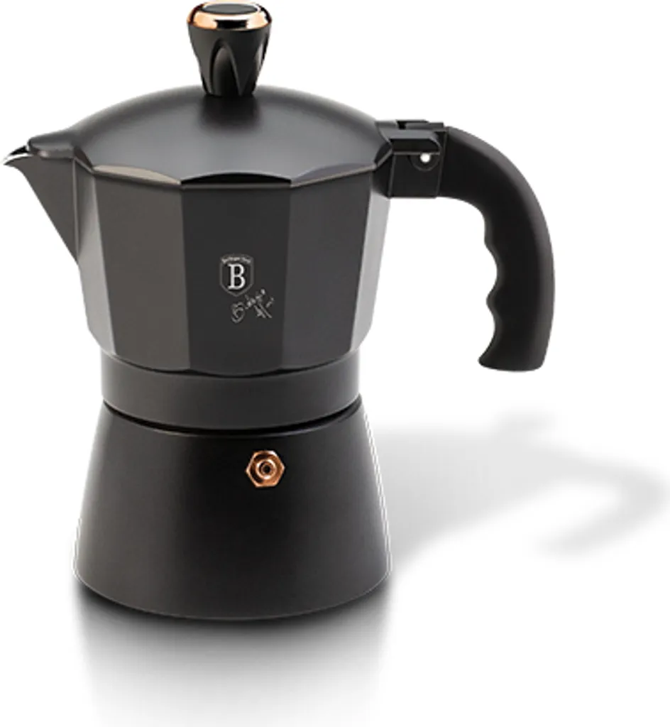 Berlinger Haus BH-8561 Caffettiera 6 Tazze Alluminio - Nera/Oro