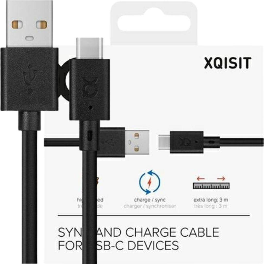 Xqisit Kabel Charge & Sync Usb A -Usb C3.0M Czarny/Black Image du produit 