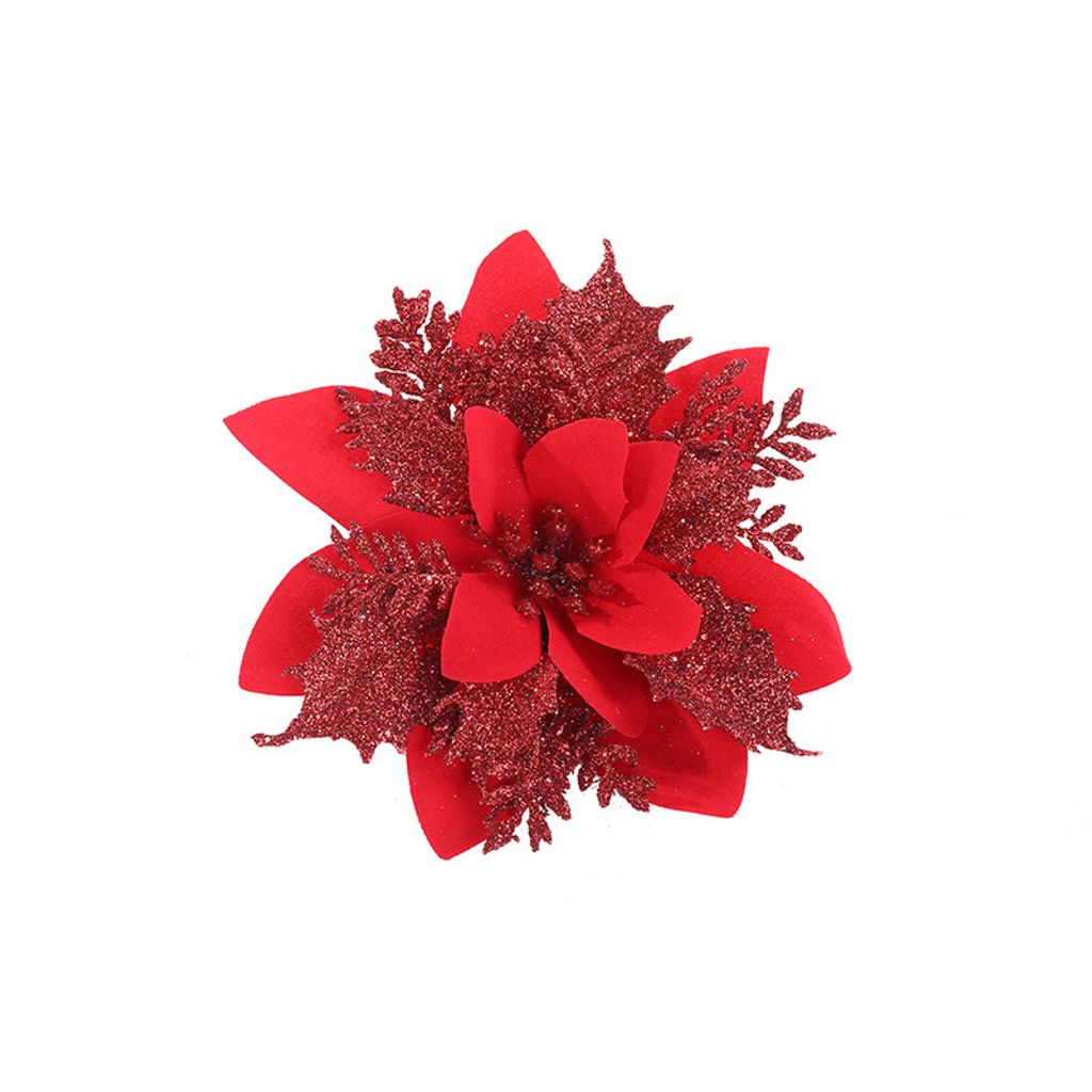 12 Stück Glitter Weihnachtsblumen Weihnachtsbaumschmuck für Produktbild 