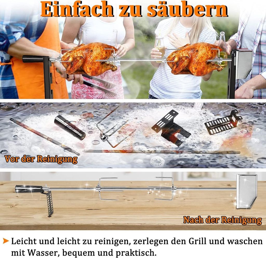Drehspieß für Gasgrill Grillspieß Set inkl. 2X Produktbild 4