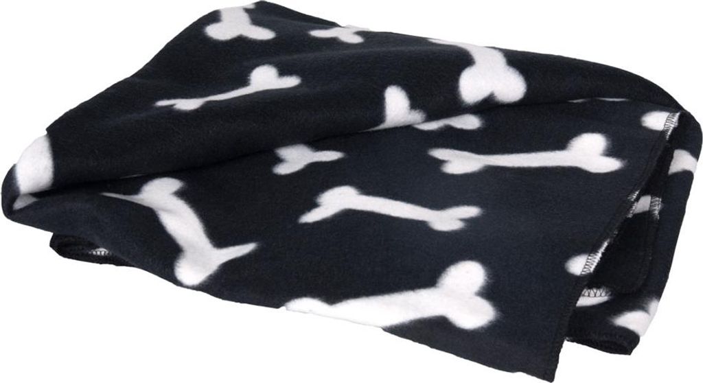 Flamingo Fleecedecke mit Knochenmuster schwarz