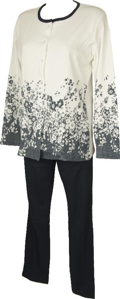 Damen Schlafanzug RAGNO vorne offen Langarm lange Winter Interlock Hose Artikel DA53N6, Taglia 50, Cotone 100%