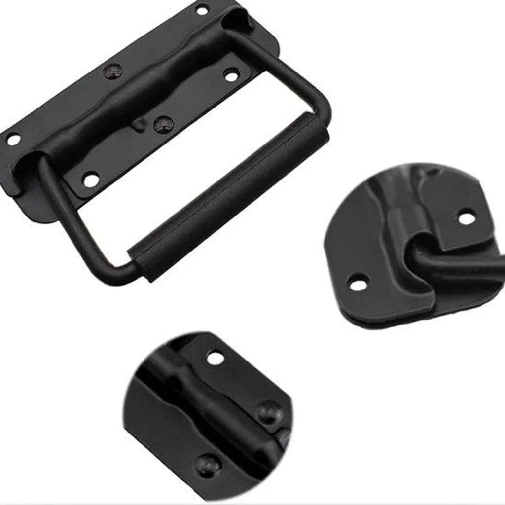 Poignées rabattables à ressort 120mm noires lot de 2 en acier ultra résistant