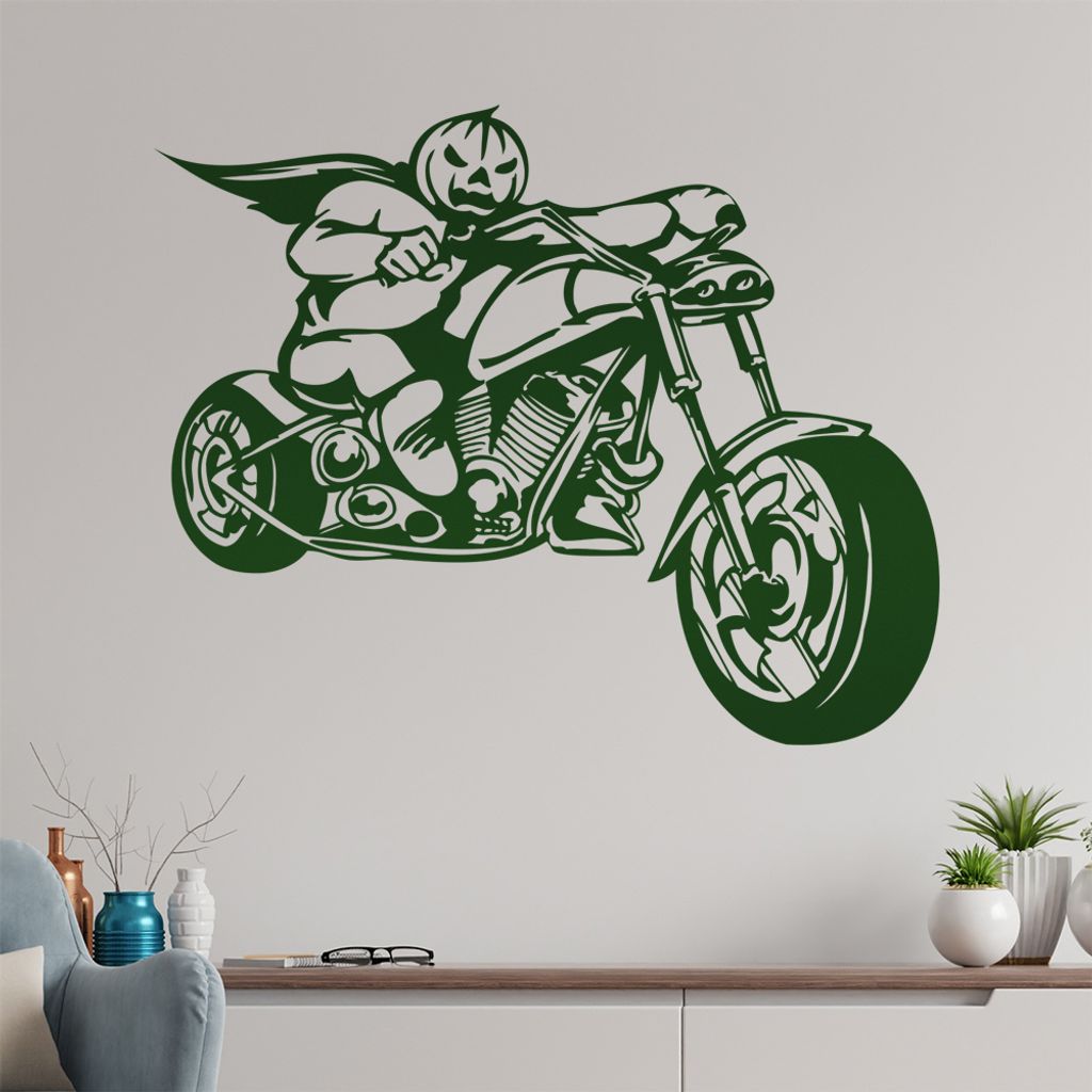 Halloween Biker Wandtattoo in 6 Größen - Wandaufkleber Wall Sticker - Dekoration, Küche, Wohnzimmer, Schlafzimmer, Badezimmer