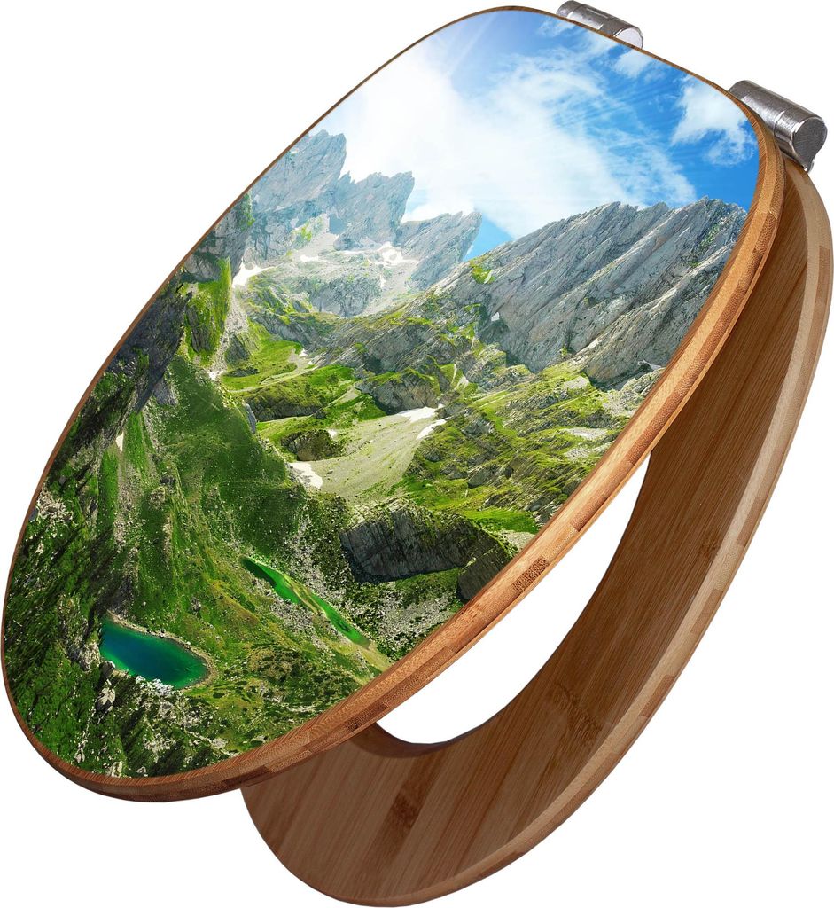 banjado Design WC Sitz Bambus Absenkautomatik - Bergsee Produktbild 