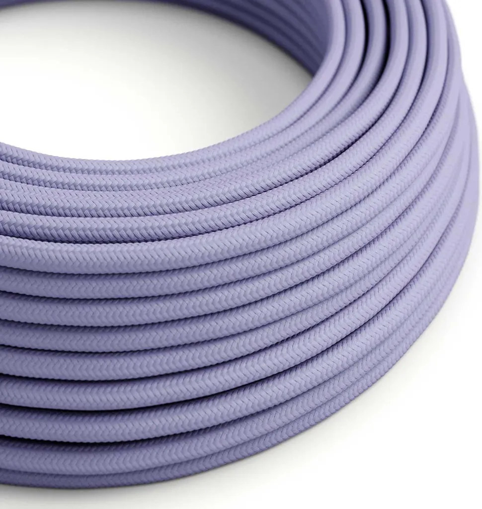 Câble Électrique Tissu Lavande RM07 avec Effet Soie Doux et Rond 50m