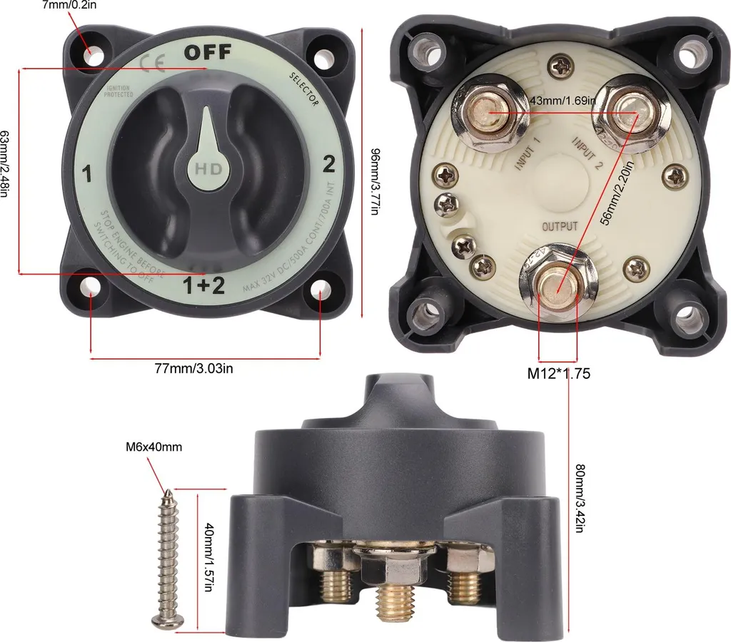 Interrupteur de Batterie pour Bateau et Van - Gestion Double Parc 500A DC - 5
