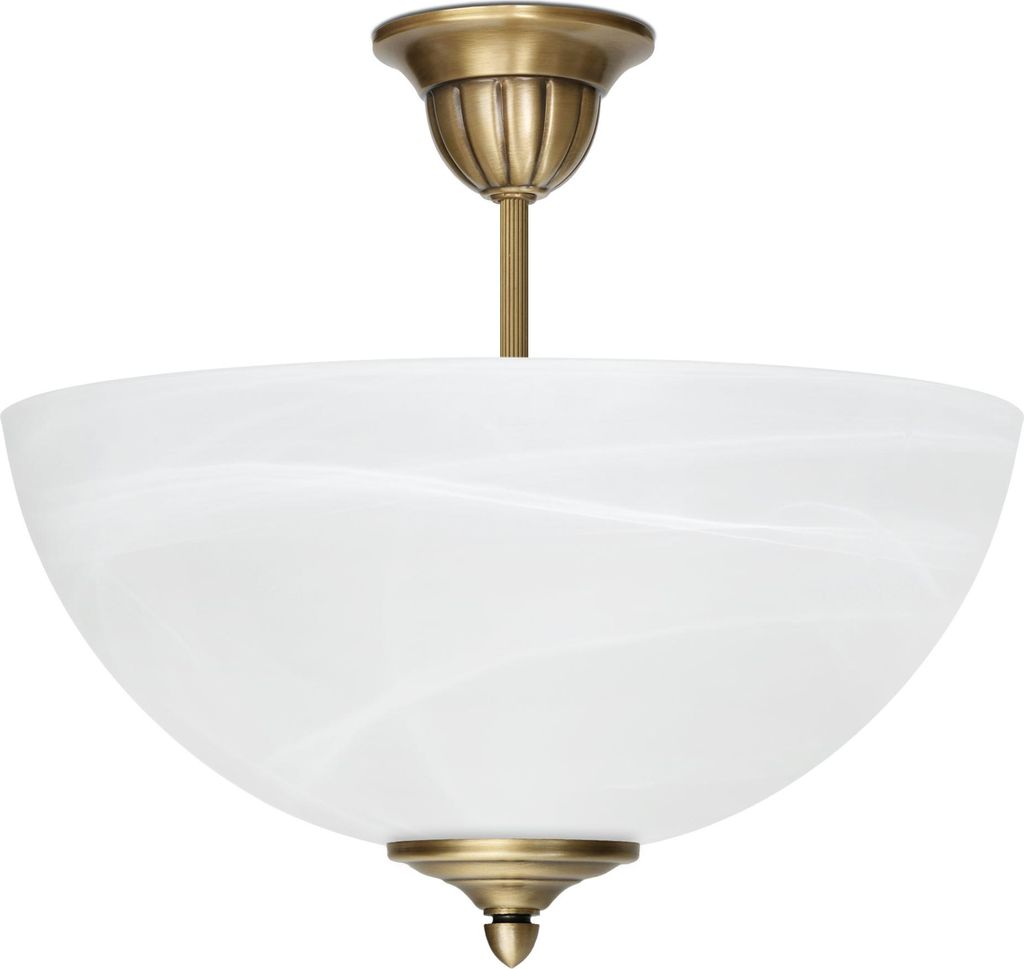 Messing Pendelleuchte klassisch Alabaster Goldpatina 30cm O35cm 2x E27 120W Esstisch Küche Wohnzimmer handgefertigt