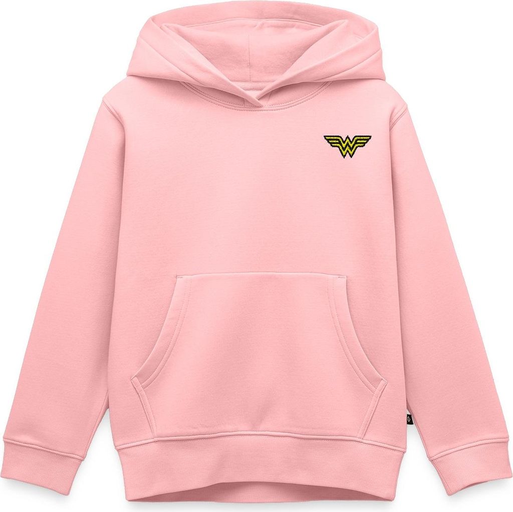 Spreadshirt DC Comics Wonder Woman original Logo Stick Kinder Premium Hoodie, 146/152 (10 Jahre), Rosa