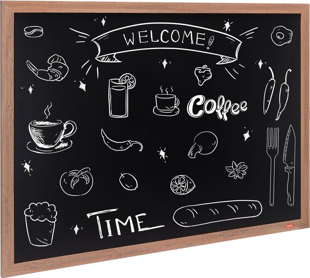 Magnetic Chalk Board, Hanging Message Signs with Chalks & Eraser, Vintage Wooden Chalkboard Sign, Rustic Brown Framed Calendar and Bulletin Combo B...
