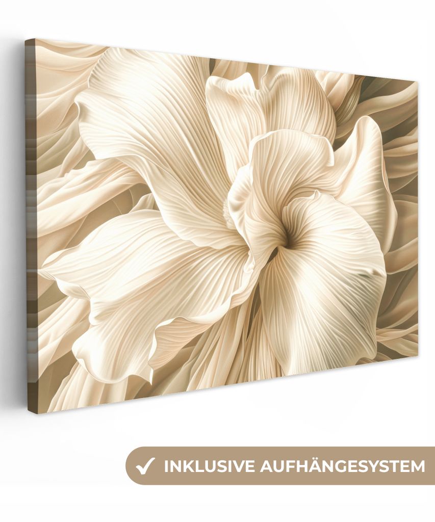 Leinwandbilder 30x20 cm - Beige Blume, moderne Wandbilder für Wohnzimmer