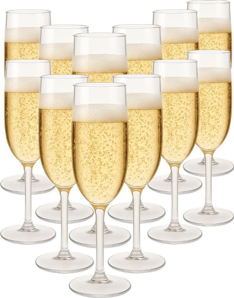 OTIX Kunststoff Champagnergläser 12 Stück Champagnerflöte Strand Camping Geschirr 165ML Gläser OCEANI