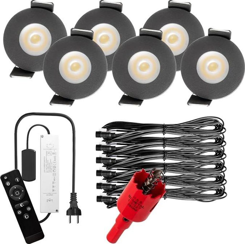 S-Polylight PREMIUM Mini LED- Einbauspots Kaltweiß 6.000K, DIMMBAR, IP65, FUNK 3W LED Einbaustrahler Terrassenüberdachung, Terrassenbeleuchtung, ...