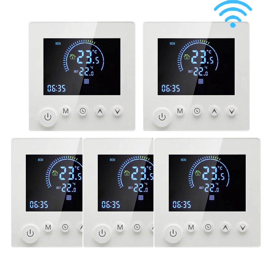 5X Smart Tuya WiFi Thermostat 3A Warmwasserbereitung Raumthermostat Fussbodenheizung LCD-Display programmierbar Innenthermometer, Sprachsteuerung A...