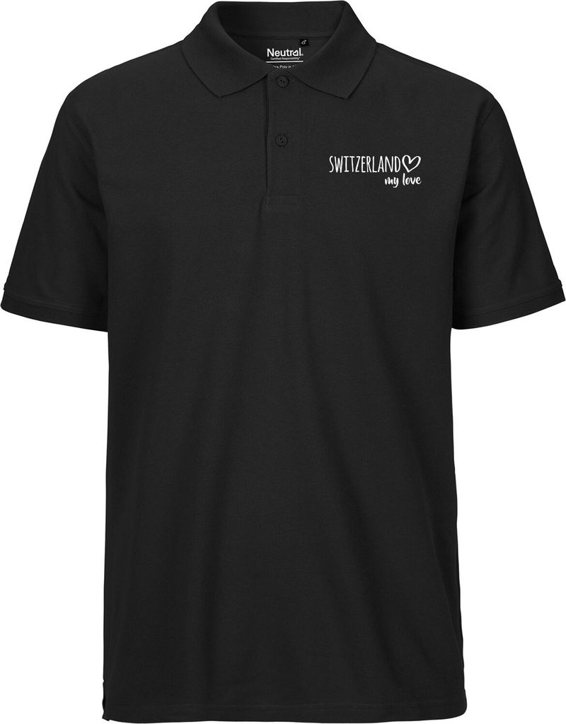 Huuraa Herren Polo Shirt Switzerland my love 3XL Black Bio Produktbild 