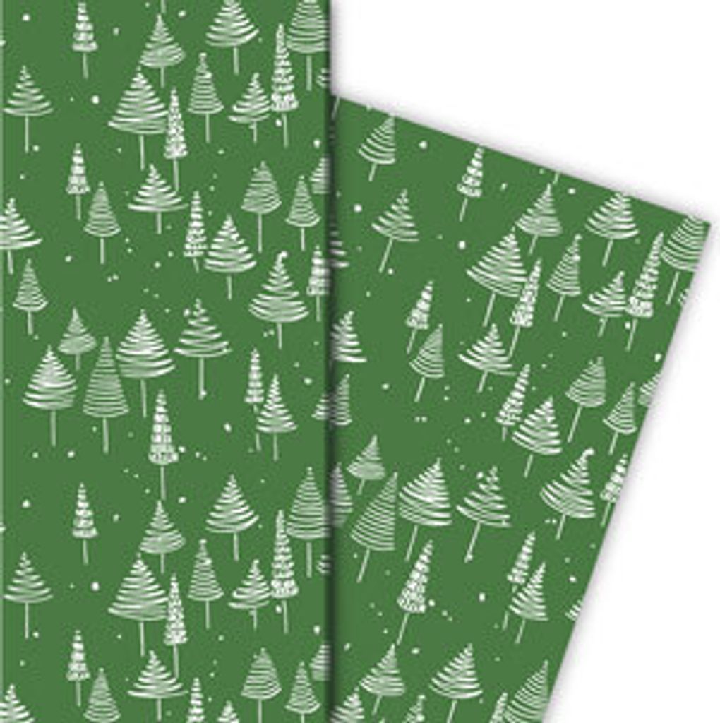 Retro Weihnachtspapier mit schönem Weihnachtsbaum Wald, grün, 32 x 48cm - G9839, 32 x 48cm