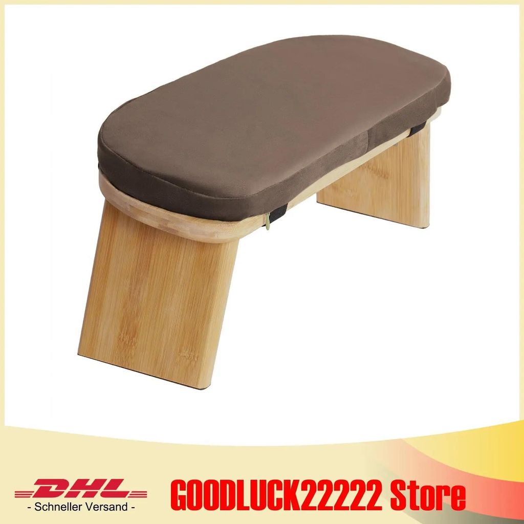 Meditationshocker - Meditationsbank - Mit Kissen - Bequemes Sitzen - Hohe Tragkraft - Anti-Rutsch-Pads - Montage - Braun