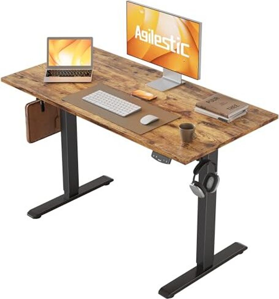 Agilestischer Höhenanstellbarer Schreibtisch, 100 x 60 cm, robuster Höhe, elektrischer Speicherhandsteuerung, ergonomischer Sitztisch, Computerbraun
