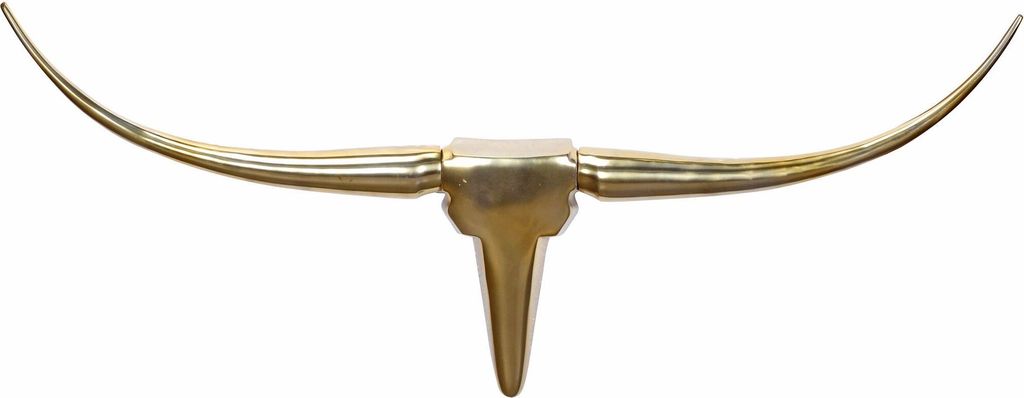 Deko Geweih Bull M WL1.392 Gold 100 cm Aluminium Design Hörner, Wanddekoration Stierkopf Horn Modern, Wandskulptur Geweih-Jagdtrophäe Metall, Lon...