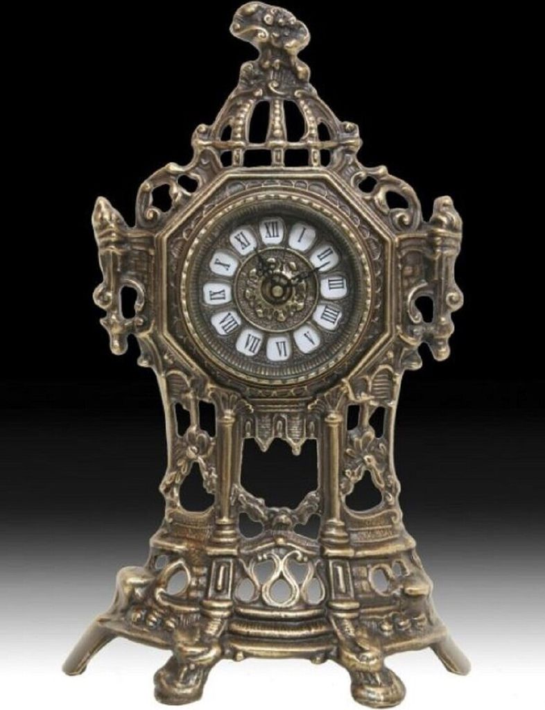 Casa Padrino Luxus Barock Tischuhr Antik Bronze H. 35 cm - Barock Deko Accessoires