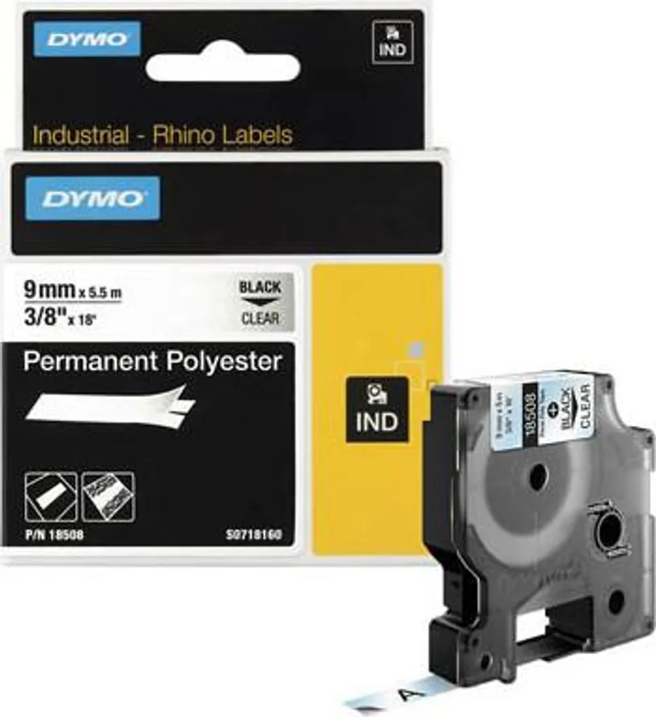Nastro DYMO RHINO 18482 Poliestere 9mm x 5,5m | Adesivo Industriale