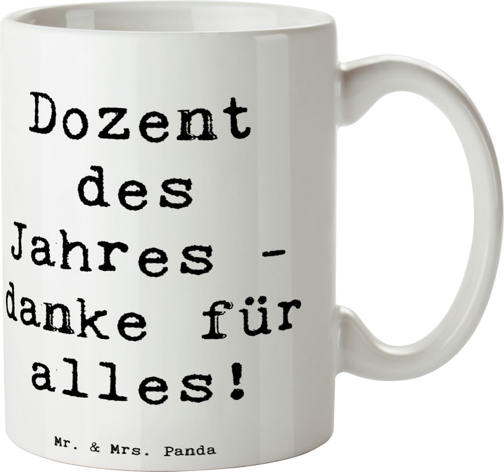 Mr. & Mrs. Panda Teetasse Spruch Dozent des Jahres - Weiß - Geschenk, handgefertigte Geschenke, Bedanken, danke, Keramiktasse, Lehrer, sagen, Lehr...
