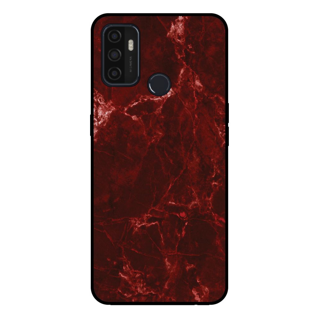 Smartphonica Handyhülle für OPPO A32 / A53 / A53s mit Marmordruck - TPU-Hülle mit Marmor-Design - Rot