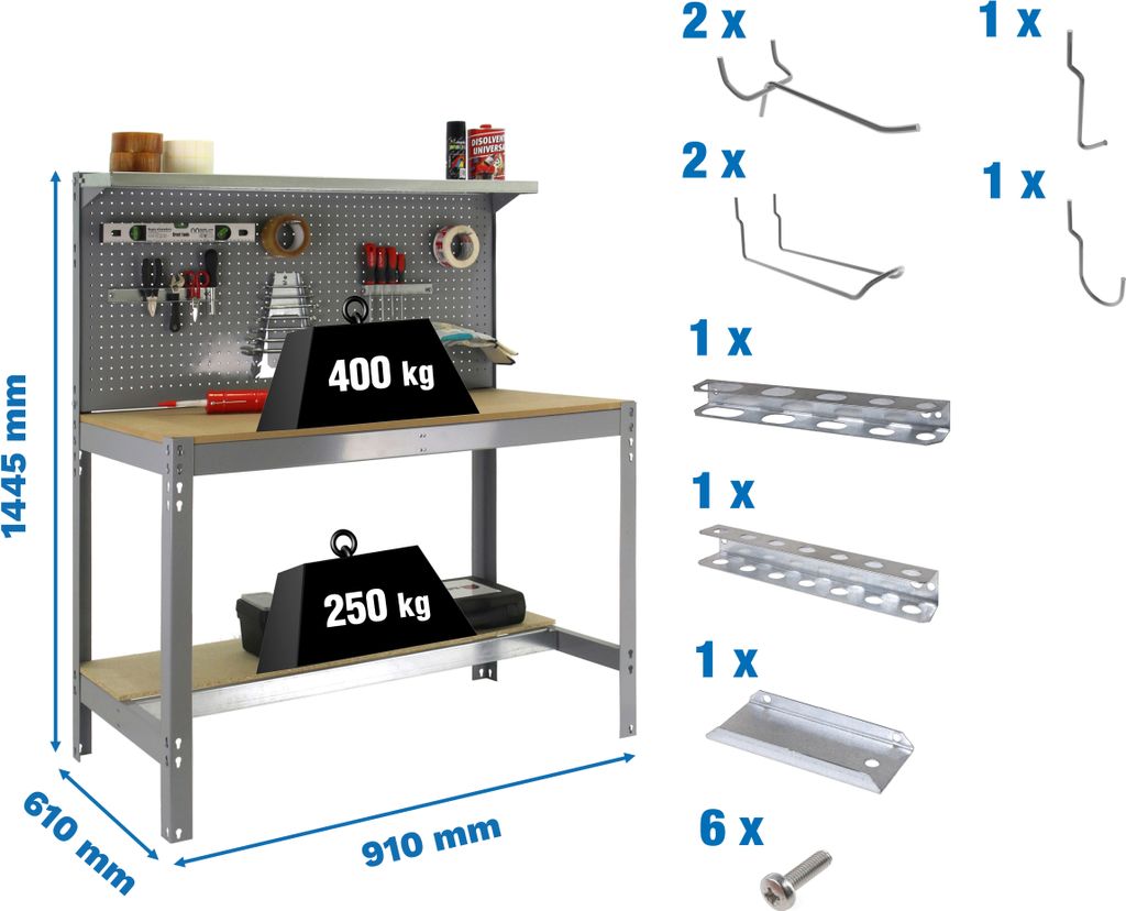 Bankpaket ohne Parafuses PACK SIMONWORK BT3 900 GRAU/MAD+ 9ACCS
