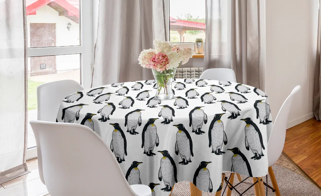 Tovaglia Rotonda Abakuhaus 150cm: Motivo Pinguini Grigio Cucina