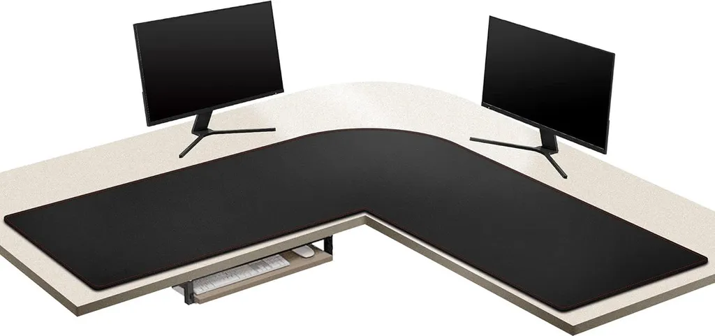 Sous-main de bureau d'angle en cuir PU noir ZORESYN grand format 140cm