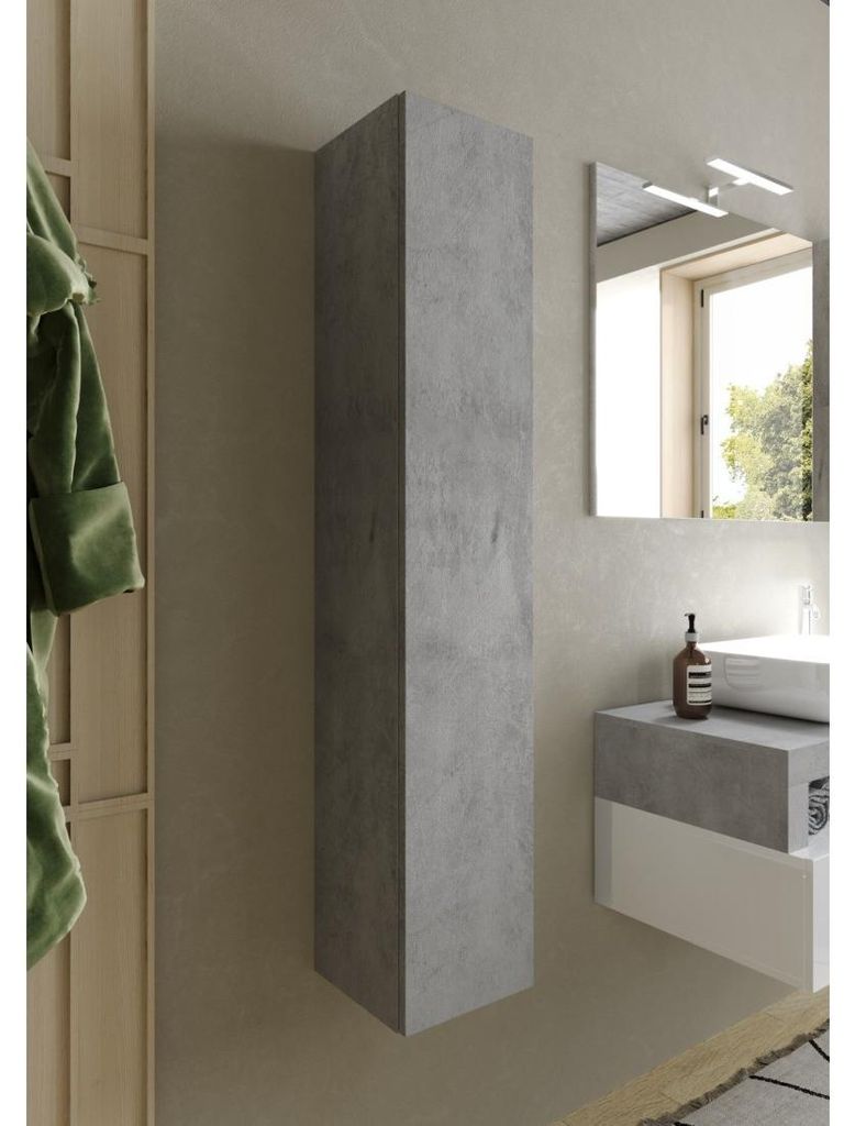 Hängender Badezimmerschrank, 1 Tür, Kollektion BURA. Farbe Beton.